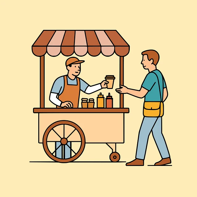 SiaCik street food cart cartoon before illustration